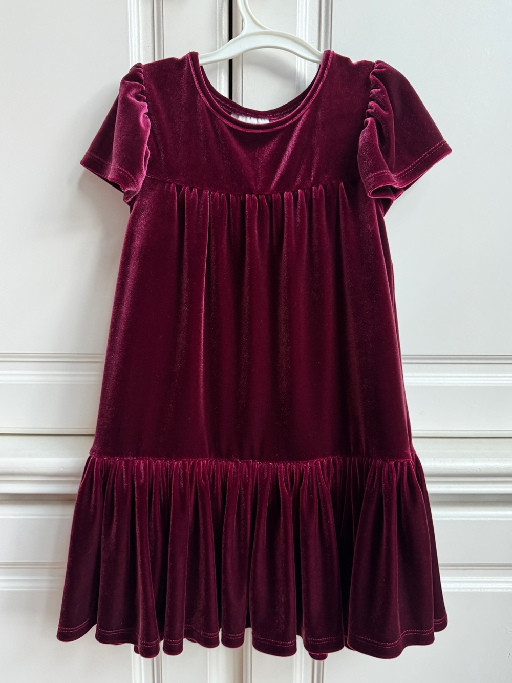Cat & Jack Red Burgundy Maroon Wine Velvet Velour Christmas Dress 3T